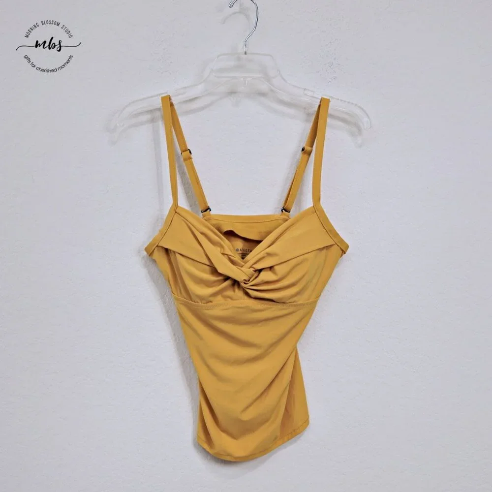 Athleta Twist‎ Up Tankini Crossback Adjustable Swim Top Yellow Women 34B/C